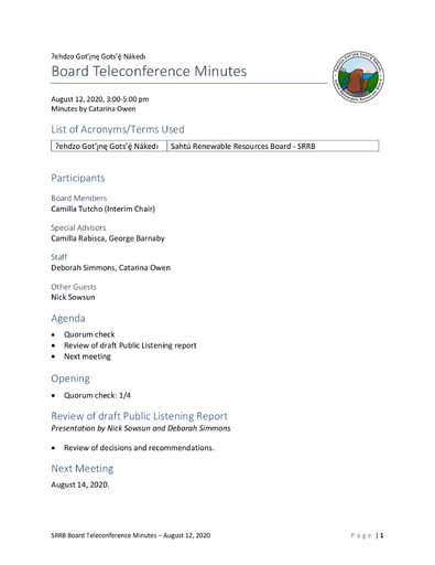 20-08-12 SRRB Teleconference Minutes