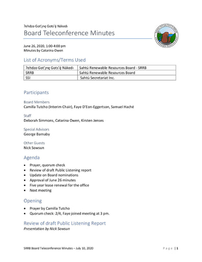 20-07-10 SRRB Teleconference Minutes