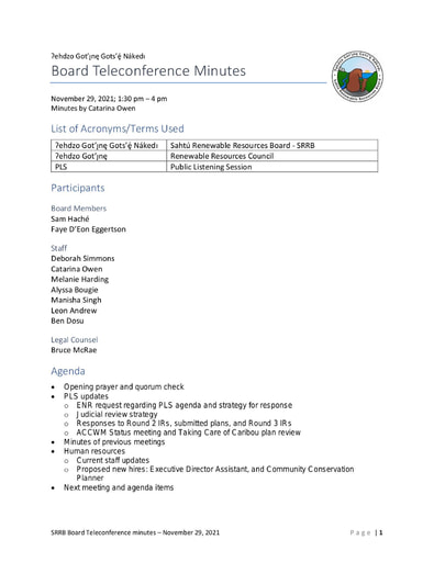 21-11-29 SRRB Teleconference Minutes