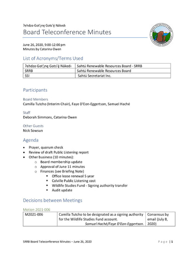 20-06-26 SRRB Teleconference Minutes