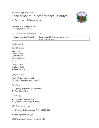 24-11-08 SRRB Teleconference Minutes - PLS